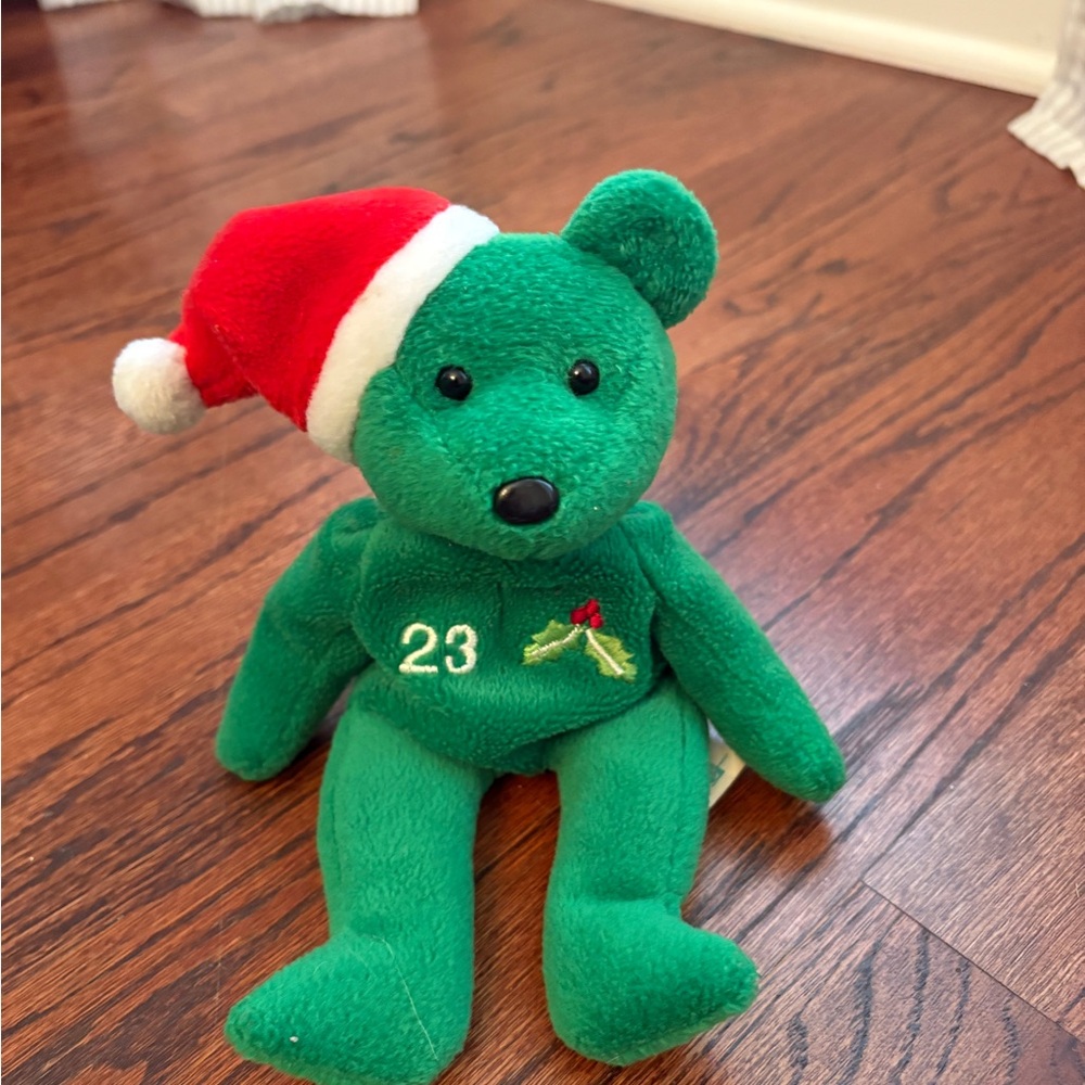 Bamm Beano's Justice #23 Holiday Green Teddy Bear with Santa Hat